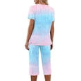 thumbnail image 4 of snilers Womens Lounge Set Short Sleeve V Neck T Shirts and Capri Pants 2 Piece Pajama Set Fashion Casual Sleepwear Matching Pjs Set, 4 of 6