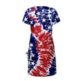 thumbnail image 5 of Wycnly Womens 4th of July Dresses Slit Drawstring Bodycon Independence Day Patriotic Midi Dresses Casual Star Print Crewneck Short Sleeve Knee-Length Summer Dress Wine m, 5 of 5