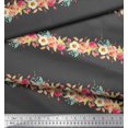 thumbnail image 3 of Soimoi Gray Cotton Cambric Fabric Leaves & Rose Floral Print Fabric by the Yard 56 Inch Wide, 3 of 3