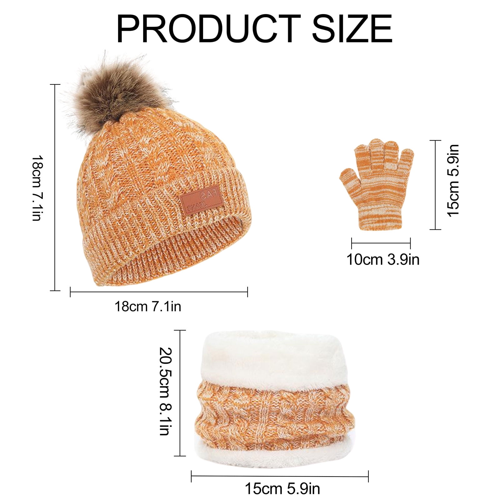 DIYMAG 2 Packs Winter Beanie Hat Scarf Gloves Set for Kids, Toddlers Knitting Cap Neck Warmer Gloves Set for Aged 2-8 Year（Yellow, Gray）