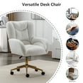 thumbnail image 6 of Desk Chair with Wheels and Arms Teddy Sherpa Comfortable Desk Chair for Home Office Height Adjustable Vanity Chair Modern Task Chair Computer Desk Chair White, 6 of 7