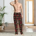 thumbnail image 2 of Logiee Heart Print Pajama Pants for Men,Men’s Pajama Bottoms,Mens PJ Pants with Pockets & Button Fly-Small, 2 of 6