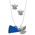 thumbnail image 1 of Delight Jewelry Acrylic 1.25" Royal Blue Megaphone Silver tone Guardian Angel Charm Necklace and Stud Earrings, 1 of 4
