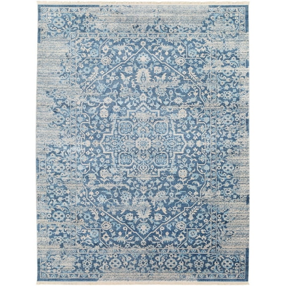 BoutiqueRugs Yorkana Traditional Area Rug - Blue, Mustard, Light Blue - 2' x 2'11"