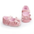 thumbnail image 6 of Toddler Girl Sneakers Sizes 6-12 Months Soild Colour Bowknot Princress Soft Sole Floor Barefoot Non Slip First Walkers Prewalker Pink Baby Shoes, 6 of 7