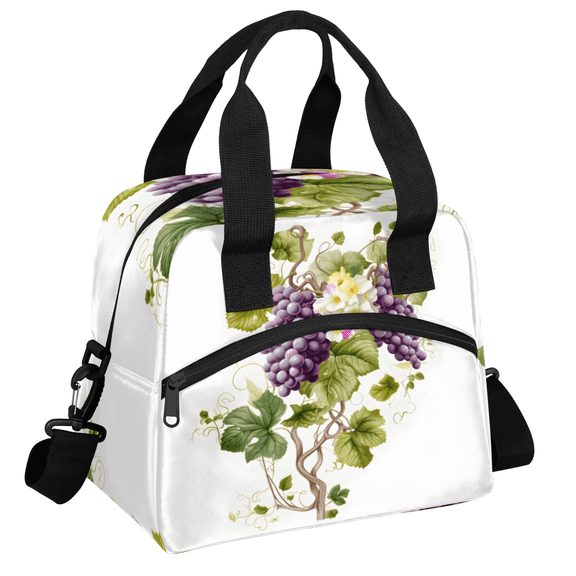 Herdesigns Grapes Tree Insulated Lunch Bag for Women Men Adults Large Reusable Lunch Box Fruit Grapes Leakproof Cooler Tote Bags with Adjustable Shoulder Strap
