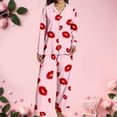 thumbnail image 5 of CONZONE Valentines Pajamas for Women Set 2 Peice Pjs Set for Women Valentine'S Day Lip Print Long Sleeve Sleepwear Tops Pants Warm Cozy Sleepwear Loungewear Sets, 5 of 9
