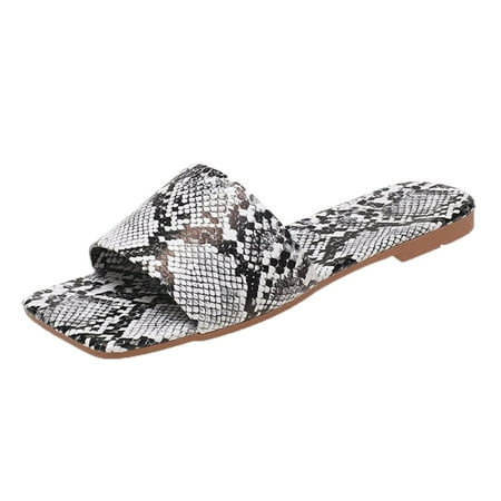 

Youmylove Women Slippers Fashion Snake Printed Large Size Flat Fish Mouth Slippers Sandals Comfort Cozy Leisure Daily Walking