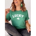 thumbnail image 3 of Retro Lucky White ink Shamrock Graphic Tee T-Shirt PLUS, 3 of 4
