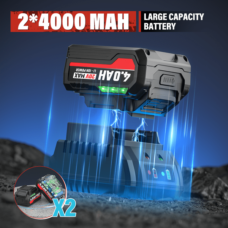 GEVEELIFE 1/2" Cordless Impact Wrench - 900 Ft-lbs Brushless, 21V, 2x4.0Ah Batteries For Cars, Trucks