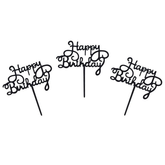 Raindrops Reusable Acrylic Cake Insert Card for Birthday Party Decoration Black Smooth Writing Style