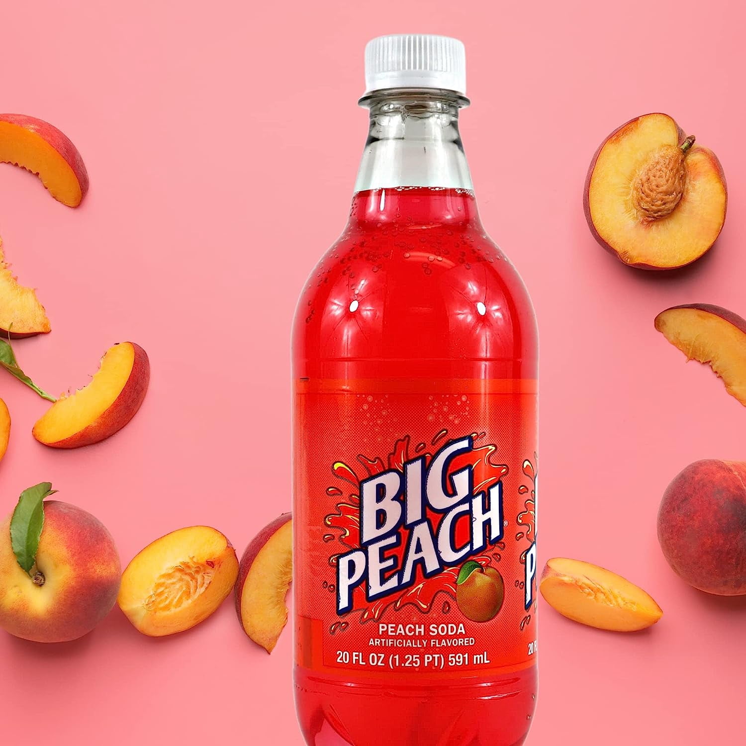 Big Red Soda 20 oz 24 Pack Bundle By Louisiana Pantry (Big Peach)