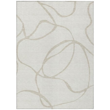 HomeRoots 597490 8 x 10 ft. Ivory & Beige Abstract Washable Indoor & Outdoor Rectangle Area Rug
