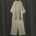 thumbnail image 5 of Two Piece Sets for Women Summer Plus Size Fashion Two Piece Solid Color Cotton And Linen Loose Casual Suit, 5 of 9