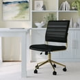 thumbnail image 3 of Martha Stewart Ivy Upholstered Office Chair in Black/Polished Brass, 3 of 15