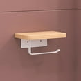 thumbnail image 4 of Stylish No Drill Wall Mount Storage Rack Durable Metal Wood Design Organizer For Bathroom Bedroom Balcony Tissue Holder Shelf, 4 of 4