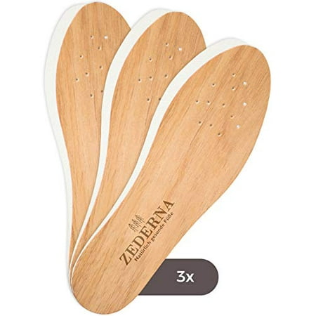 

Zederna Cedar Wood Shoe Insoles for Men & Women 3 Pairs of Foot Odor Eliminator Inserts Very Effective Shoe Odor Remover Against Sweaty Feet. Natural Cedar Soles Foot Deodorant US M5/ W