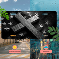 thumbnail image 5 of 1 Pcs 2D Flat License Plate Covers & Frames, Cross on American For Decorative Front, Waterproof For Decoration Aluminum License Plate Covers & Frames Cover For Men Women, 12" X 6", 5 of 7