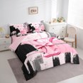 thumbnail image 3 of Manfei Black Pink Ombre Bedding Comforter Set 7 Pieces for Girls, Bow Knot Monogrammed Queen Bedding Sets, Personalized Letter Y Queen Sheet Sets, Super Cozy Room Decor, 3 of 8