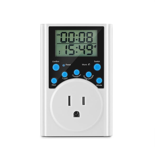 Enchufe De Pared Con Temporizador Multifunción, Salida De Ajuste Diario De 24 Horas Interruptor De Temporizador Eléctrico Digital Para Humidificador, Calentador De Tanque De Peces Enchufe De 125V 15A Yuarrent HA021731-00