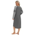 thumbnail image 4 of Baywell Women's Long Nightgowns Raglan Long Sleeve Crewneck Nightshirt Lounge Dress Oversized Sleepwear Full Length Pajamas Dress Ultra-Soft Nightdress S-3XL, 4 of 8