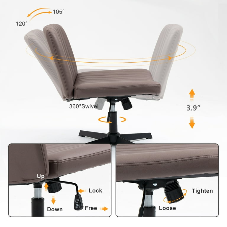 Chairliving - PU Leather Adjustable Office Chair Swivel Task Chair with Backrest Brown