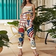 thumbnail image 5 of JULMCOMO 4th of July Jumpsuits for Women 250th Year Cotton Linen Spaghetti Straps Plus Size Red White Blue Overalls Stars Stripes Wide Leg Sleeveless Patriotic Rompers with Pockets Red S, 5 of 6