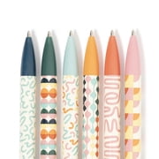 U Brands Laguna Ballpoint Pens, 6 Count, Colorful Cubist, Bold (1.0mm) Point, Black Ink