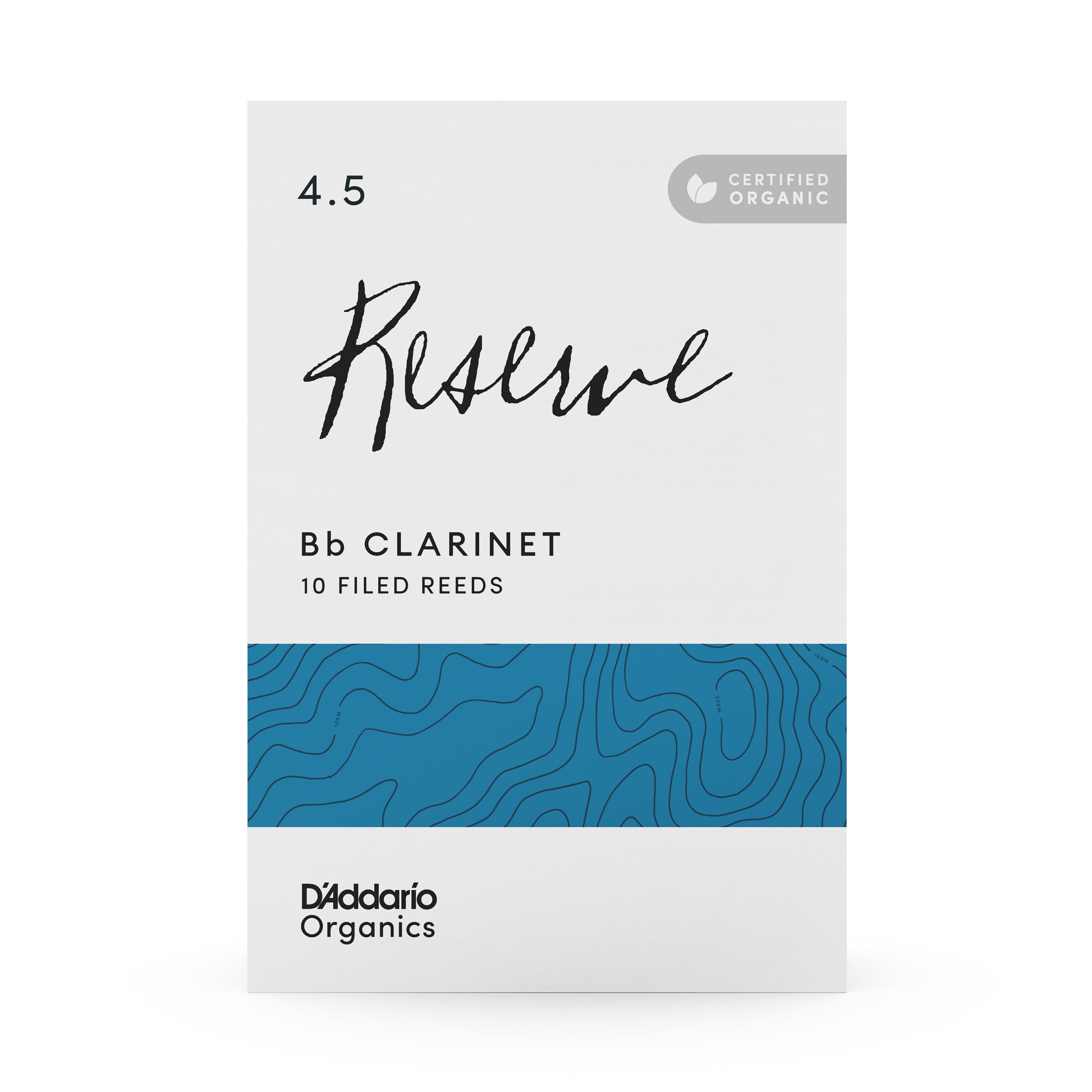 D'Addario Organic Reserve Bb Clarinet Reeds, Strength 4.5, 10-pack