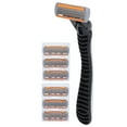 thumbnail image 2 of Six Blade Razor Stainless Steel Portable Blade Shaving Razor with ABS Handle for Men, 2 of 10