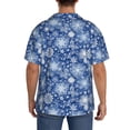 thumbnail image 5 of Haiem whiet Snowflake blue background Men's Casual Shirts Short Sleeve Button Down Shirts Fashion Textured Summer Beach Shirt-Medium, 5 of 7
