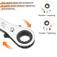 thumbnail image 4 of Uxcell 3/8" x 7/16" SAE 180° Double Box End Reversible Ratcheting Wrench, Silver Grey, 4 of 7