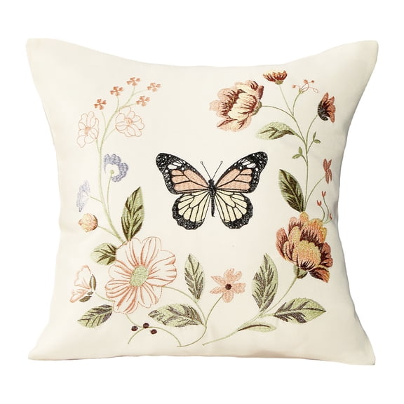 Violet Linen Aviary Geometric Floral Pattern Decorative Accent Throw Pillow Cover