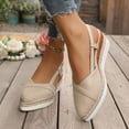 thumbnail image 2 of Espadrilles Wedge Sandals for Women Slip on Closed Toe Shoes with Rhinestone Glitter Straps Stylish Everyday Comfortable Party Heels White Size 9, 2 of 5