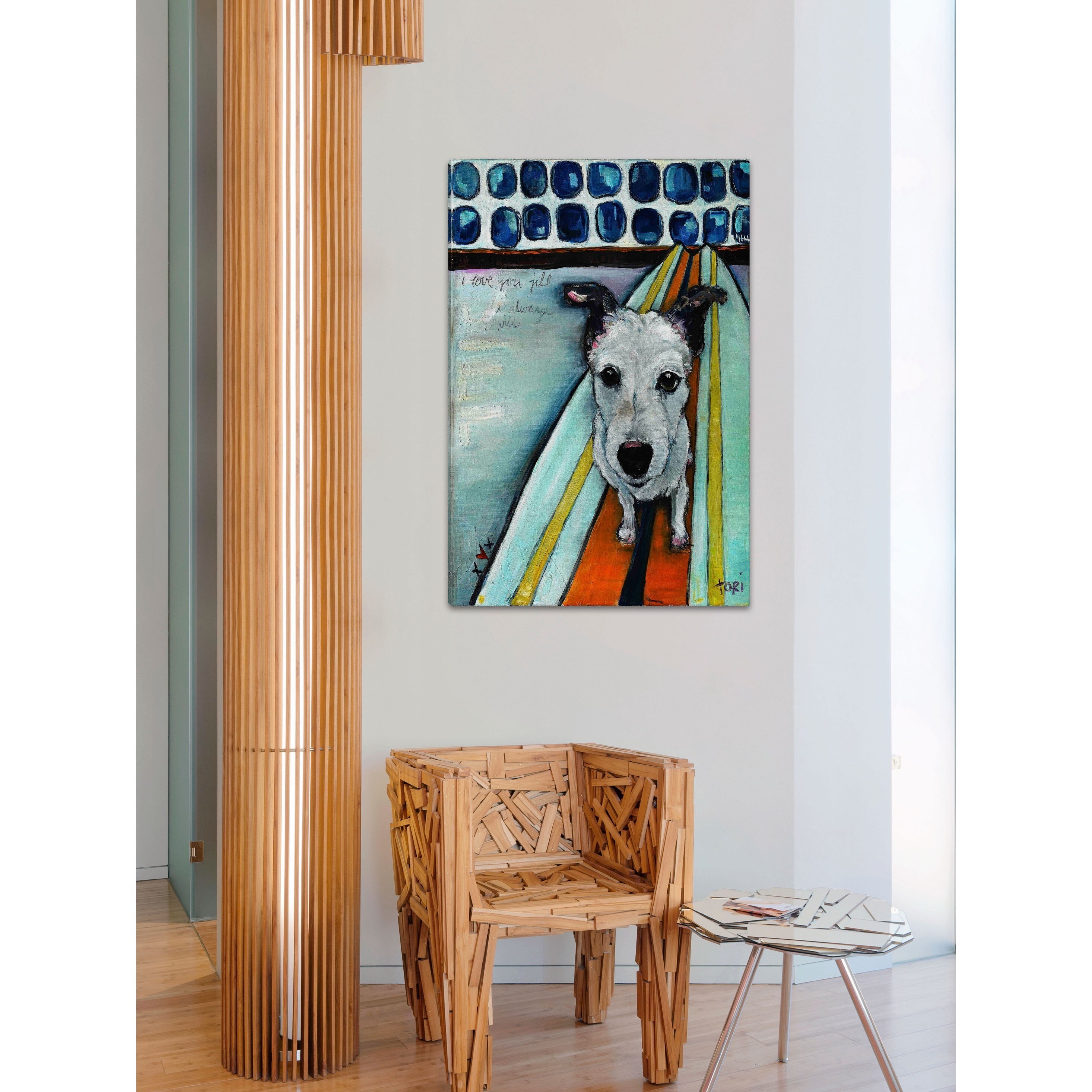 Marmont Hill "Dog on Surfboard" by Tori Campisi Painting Print on Canvas