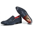 thumbnail image 6 of Santimon Men Square Glitter Slip On Dress Loafers Pointed Toe Casual Formal Business Shoes Blue 7 US, 6 of 8