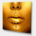 thumbnail image 3 of Designart ' Gold Paint Drips From Sexy Girl Lips ' Modern Canvas Wall Art Print, 3 of 4