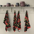 Bestwell Red Rose Floral on Black Kitchen Towel, Dish Towels Quick