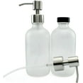 thumbnail image 5 of Cornucopia Brands Frosted Glass Soap Dispenser w/Stainless Steel Pumps (White Frosted, 8-Ounce, 2-Pack); Boston Round Bottles w/ Pump Tops and Caps, 5 of 6