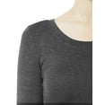thumbnail image 4 of J. METHOD Women's Long Sleeve Scoop Neck Crop Top Solid Basic Casual Cropped T Shirts NEWT19 Charcoal L, 4 of 6