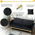 thumbnail image 4 of ACMEASE 70” Velvet Futon Sofa Bed with Adjustable Armrests and 2 Pillows, Convertible Futon Couch, Black, 4 of 7