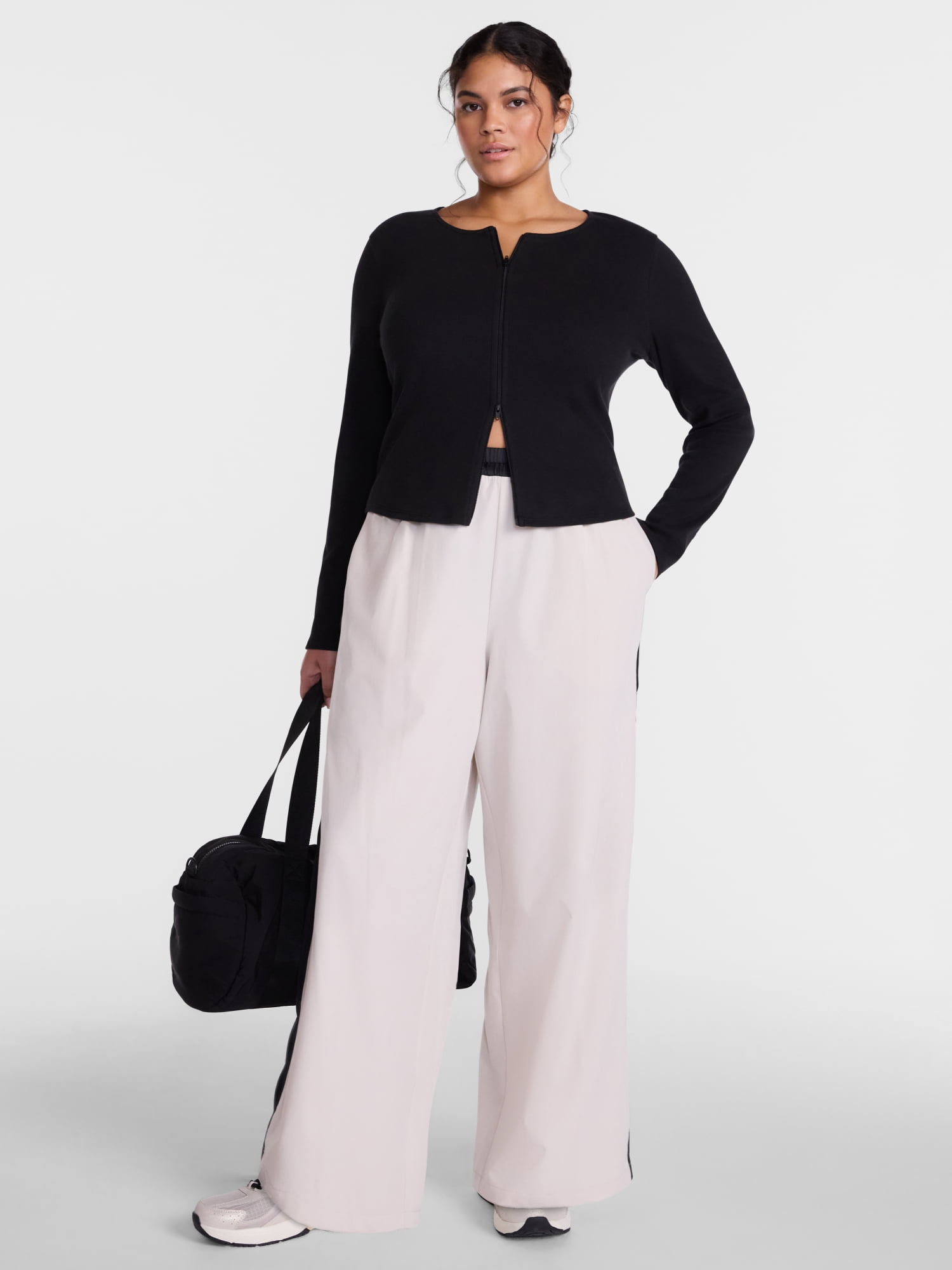 Avia Women's Color Blocked Wide Leg Pants, 29" Inseam, Sizes XS-XXL