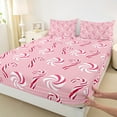 thumbnail image 3 of Manfei Candy Cane Full Size Sheets,Sweet Dessert Bed Sheets,Pink Red White Sheet Sets For Girls Kids,Microfiber Bedroom Decor,4 Pieces, 3 of 7