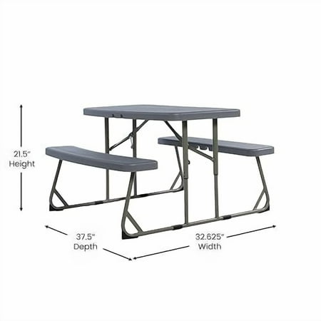 Classroom Essentials Easy-Fold White Folding Plastic Kids Outdoor Picnic Table and Benches - Commercial Grade - Seating for 4 Kids