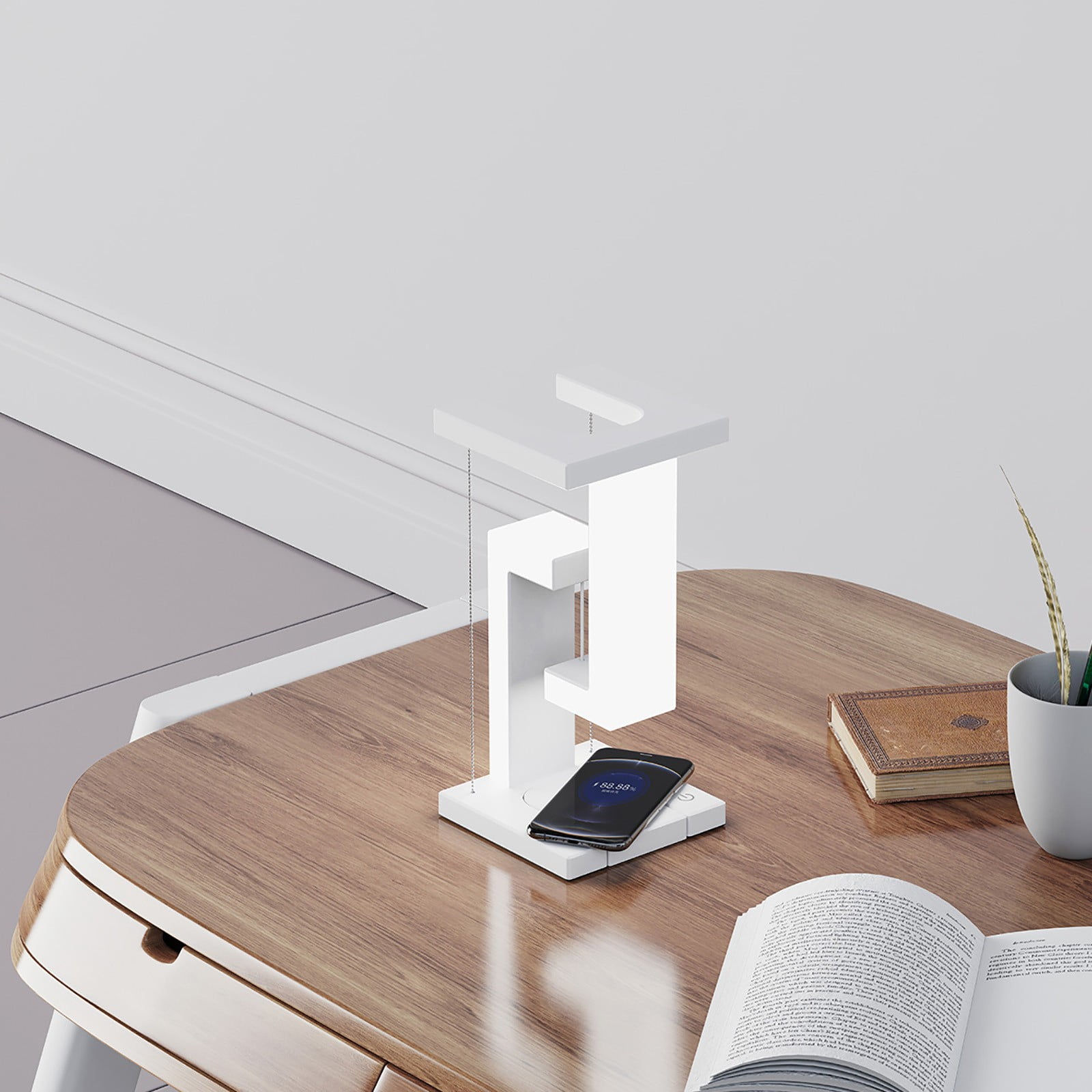 Magnetic Levitation Desk Lamp,Floating Table Lamp Wireless Charging and Touch Control Adjustable Lighting Modes,USB Charging Port,Great Ideal for Bedroom, Office, Study Decorations(4.7x4.7x8.6icnh)