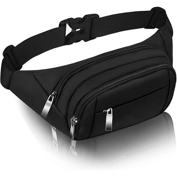 Bumbags and Fanny Packs for Women Men Large Capacity Waist Pack 4 Pockets - Waterproof Running Belt