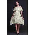 thumbnail image 3 of Bimba Robe Midi à Manches Flottantes Imprimé Oiseau Blanc Épaules Dénudées Femme - X-Small, 3 of 6