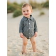 thumbnail image 5 of BemeyourBBs Newborn Baby Boy Girl Plaid Gingham Bubble Romper Shirt Infant Baby Boys Spring Summer Fall Winter Clothes Lapel Neck Long Sleeve Button Down Dress Shirt Romper Bodysuit, 5 of 9