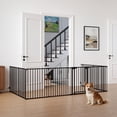 thumbnail image 2 of Gymax 8-Panel Adjustable Pet Safety Fence w/Auto-close Door & Double Locking System Black, 2 of 10
