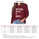 thumbnail image 5 of Sudadera informal de cuello redondo para mujer, de manga larga, holgada, con letras estampadas, color rojo vino, talla M, para primavera/otoño, 5 of 5